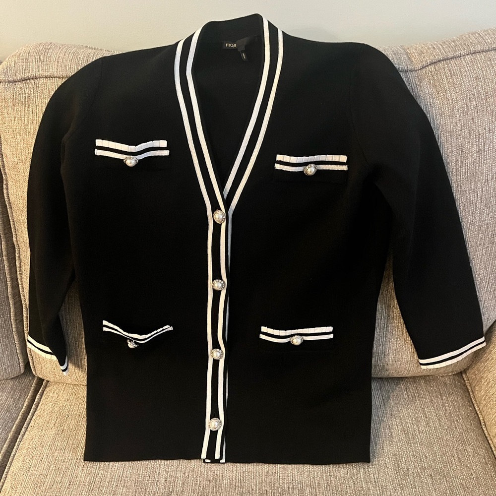 Maje Striped V-Neck Sweater | Sz 1 (Small) | Gently used
